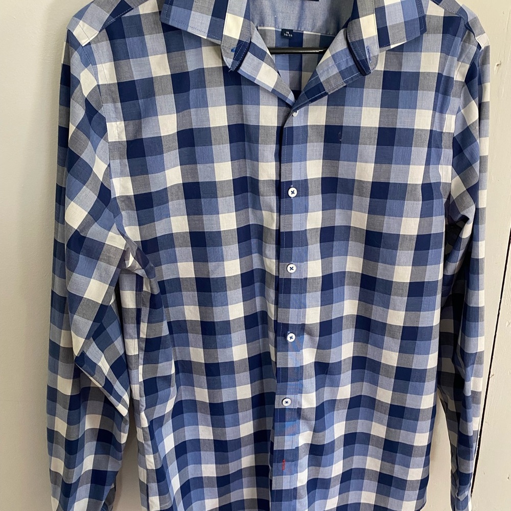 Tommy Hilfiger Blue and White Checkered Shirt